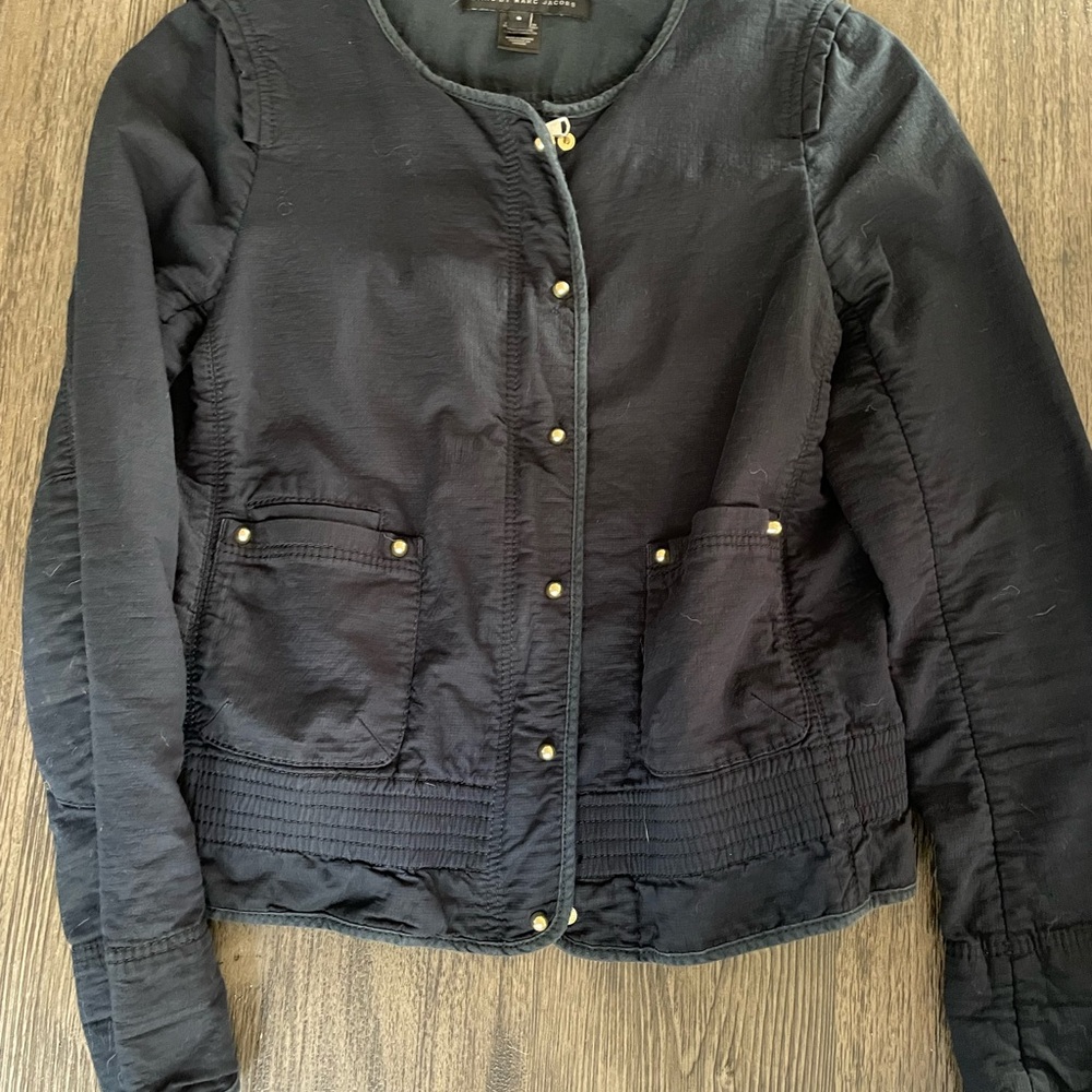 Marc Jacobs Black Bomber Jacket with Quilted Details